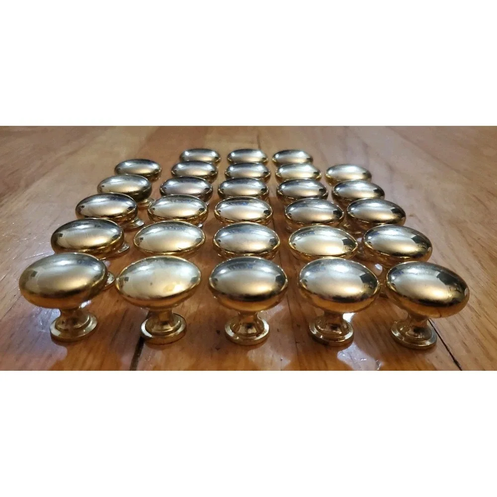 Gold Tone Round Mushroom Style Drawer Cabinet Knobs 1 1/8